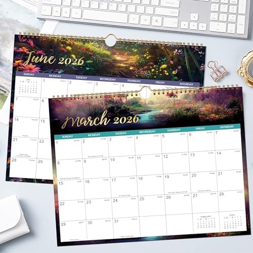 2026 Calendar - 2026 Wall Calendar, Jan. 2026 - Dec. 2026, 15" x 11.5", 12 Monthly Wall Calendar 2026, Twin-Wire Binding + Hanging Hook + Thick Paper + Julian Dates - Landscape 6
