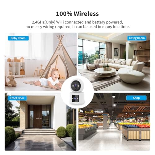 VSTARCAM Dual Lens Cameras for Home Security, Pet/Baby Camera Monitor Indoor Camera Battery Powered AI Motion Detection One-Touch Call Color Night Vision Pan/Tilt 2-Way Audio TF/Cloud Storage 7