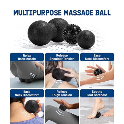 Yes4All Foam Muscle Roller Set, 7-in-1 High-Density Set of Back Roller, Fascia Massage Tool, Stretch Strap, Spiky, Peanut & Smooth Massage Balls, Carry Bag - Ideal for Muscle Care & Relaxation 6