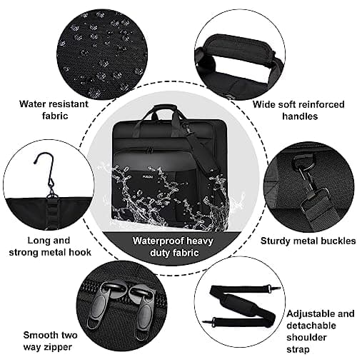 Garment Bag Travel Suit Bag for Men Large 40-Inch Carry on Garment Bag Up to 3 Suits for Business Trips,2 in 1 Hanging Suitcase Luggage Bags for Travel,Foldable Carry on Bag Fits 15.6Inch Laptop,Black 6