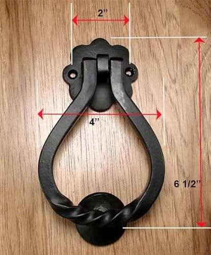 Twisted Iron Door Knocker with Simple, Graceful Style - Black Powder Coat Finish - Sold Individually 3