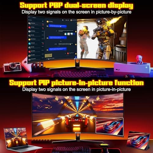 SANSUI 34 Inch 240Hz Ultrawide Curved Gaming Monitor UWQHD 3440×1440, 21:9 2K Curved Monitor 1500R,HDR400,Fast VA, PIP/PBP,AI Crosshair,AIPQ(Visual Enhance),MPRT 1ms,HDMI2.1*2,DP1.4*2(DP Cable Incl.) 8