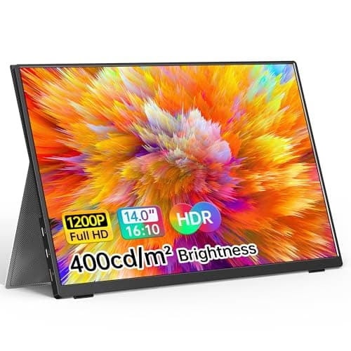 VILVA Portable Monitor 14 inch FHD 1920 * 1200P USB C HDMI Ultra-Slim IPS Travel Display w/Smart Cover & Speakers, HDR Plug&Play, External Monitor for Laptop PC, Phone,Mac