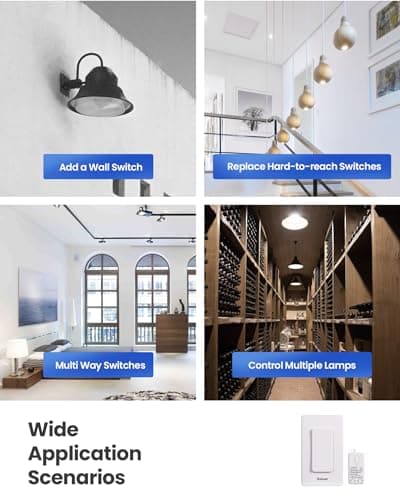 Zoiinet Wireless Lights Switch Kit, Buckle Design & Removable, Muti Way Switch, No WiFi Needed, Programmable, 1300ft Remote Control Lighting Fixture for Led, Ceiling Lights and Lamps 5
