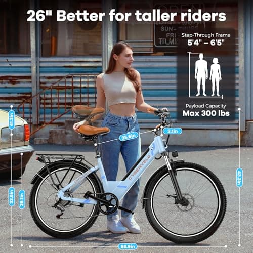 Aelith 26" Electric Bike for Adults – Powerful 1000W Motor, 48V Removable Battery, 7-Speed, Front Suspension & LCD Display – Commuter and Mountain EBike for Women 7