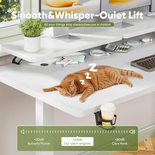 Shahoo Electric Standing Desk with Monitor Shelf, 55 x 24 Inches Height Adjustable Corner Table, Computer Workstation with Cup Holder and Hook for Home Office, White, 55x24 Inch 7