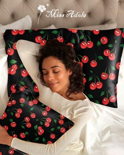 Miss Adola 2 Pack Mulberry Silk Pillowcase for Hair and Skin - Standard Size 20 x 26 Inches with Hidden Zipper Shiny Cherry 19 Momme Soft Sleeping Silk Pillow Case for Women, Moms 6