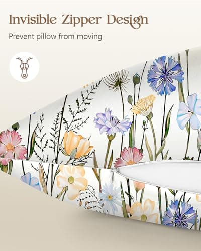 Miss Adola 2 Pack Silk Pillowcase - Standard Size 20 x 26 Inch Silky Pillow Case for Hair and Skin Soft Cute Aesthetic Bed Sleeping Pillow Cover with Zipper for Women, Colorful Flower 5