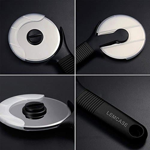LEMCASE Pizza Cutter, Kitchen Pizza Wheel Slicer - Silicone Handle and Stainless Steel Blade with Protective Cover | Black 6