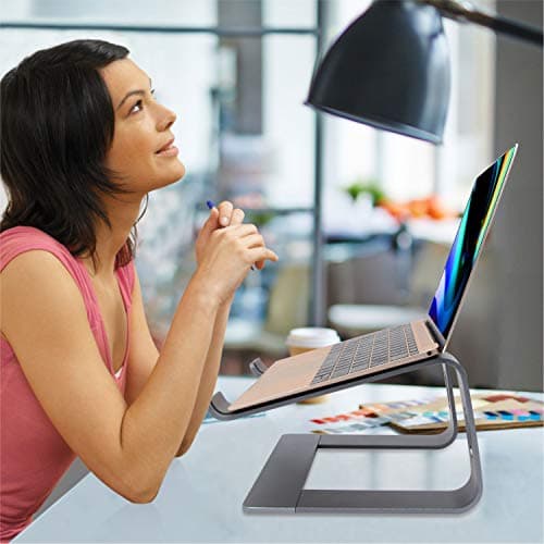 MacBook Pro/Air HP Lenovo Samsung Huawei Laptop Riser: Gray Aluminum Ergonomic Mount for 10-17.3' Laptops 6