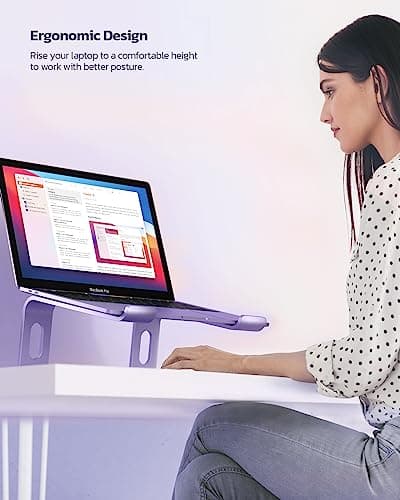 Nulaxy Ergonomic Aluminum Laptop Stand - Detachable Riser for 10-15.6' Laptops (Purple) 6