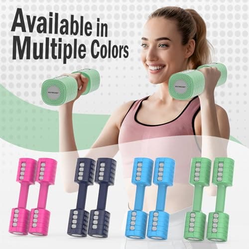 EAST MOUNT Adjustable Weight Dumbbells Set of 2, 8 in 1 Hand Weights for Women 2lb/3lb/4lb/5lb/6lb Dumbbell Weights Set 12 lbs/Pair Hand Weights for Home Office Gym Workout 8