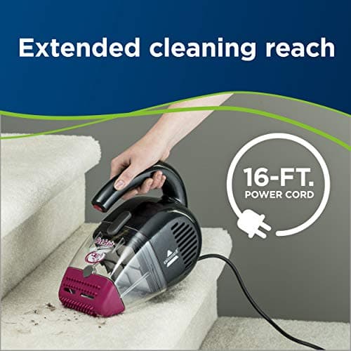 Bissell Pet Eraser Corded Hand Vac, Pink Pet Hair Corded (33A1C), Black/Pink 7