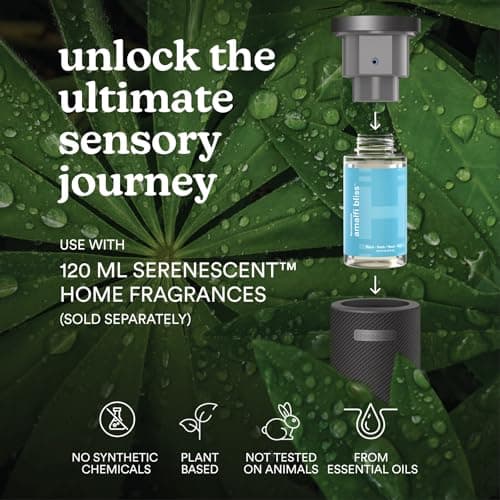 Homedics SereneScent Fabric Rechargeable Waterless Diffuser, Use with Homedics SereneScent Oil 120ml (Sold Separately) Cordless Aromatherapy, Adjustable Mist & Timer, 6 Calming Lights, Black 4