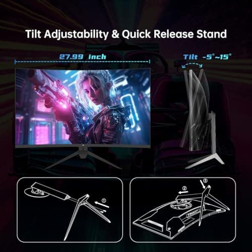 KTC 32 Inch Curved Gaming Monitor, FHD 1080P 165Hz PC Monitor, 1500R, 122% sRGB with HDR, FreeSync Premium, HDMI 2.0x2, DisplayPort 1.4, VESA Compatible, Tilt Adjustable, Eye Care, H32S17C 6