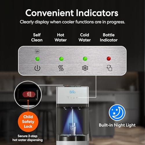 Brio Self Cleaning Bottom Loading Water Cooler Water Dispenser – Limited Edition - 3 Temperature Settings - Hot, Cold & Cool Water 8