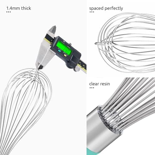U-Taste Balloon Whisk for Cooking: 18/10 Stainless Steel Kitchen Wire Whisk, 12in Large Heavy Duty Egg Beater, Manual Mixing Tool with 12 High Flex Wires for Stirring, Blending Sauce (Aqua Sky) 6