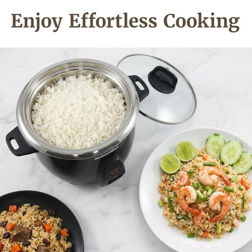 Elite Gourmet ERC2010B Electric Rice Cooker with Stainless Steel Inner Pot Makes Soups, Stews, Porridge's, Grains and Cereals, 10 cups cooked (5 Cups uncooked), Black 9