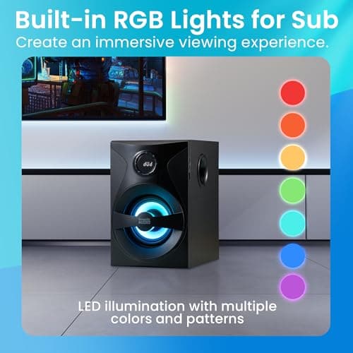 Goldwood Bluetooth 5.1 Surround Sound Home Theater Speaker System with LED Display, FM Tuner, USB/SD Inputs - 6-Piece Set with Remote Control, Black 5