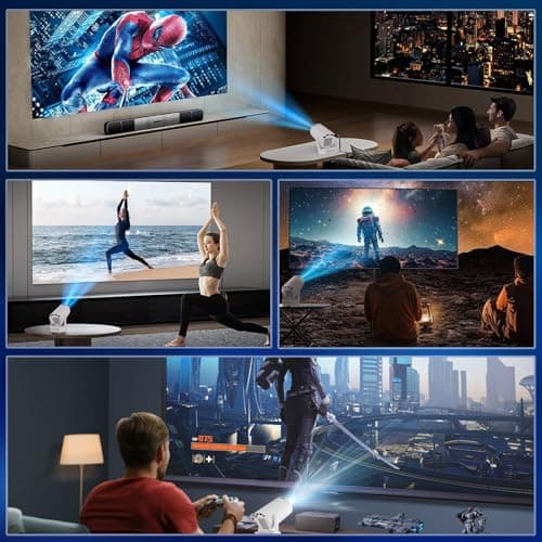 Mini Projector 4K support with Dual-Band WIFI6 5G Wireless 5.4 Bluetooth Android 11, Soundbase Speaker, Auto Vertical Keystone 180°Rotatable Portable Projector for Home Bedroom Outdoor 6