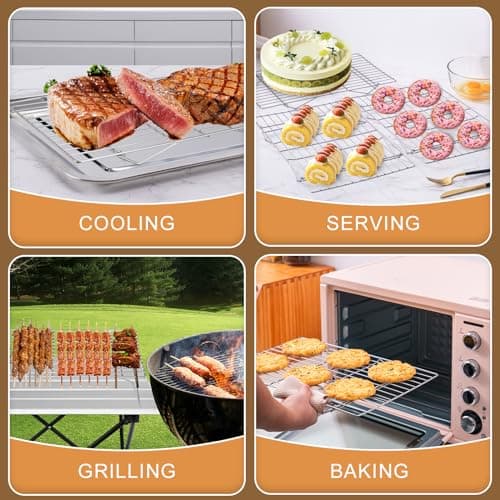 Cooling Rack for Baking 3 Tiers, 16" x 10" Cookie Cooling Wire Rack Stackable Collapsible Nonstick, Stainless Steel Baking Cooking Cooling Racks with Optimum Air Flow, Silver 6