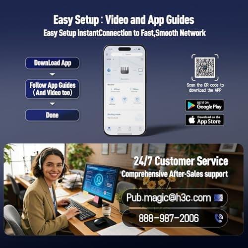 H3C AX5400 WiFi 6 Router for Wireless Internet(NX54), High Speed Gaming Routers for Whole-Home,Long Range Coverage Computer WiFi Routers,Subscription-Free,Parental Controls,WPA3 Security,VPN, EasyMesh 8