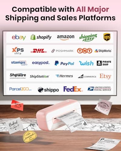 Phomemo Shipping Label Printer- Bluetooth Thermal Label Printer 4x6 for Small Business, Compatible with iPhone Android Windows Mac, Fast Inkless Printing for Ebay Amazon Shopify USPS FedEx - Pink 5