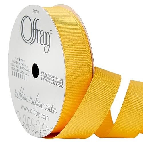 Offray Grosgrain Craft and Decorative Ribbon, 5/8" Wide, 21-Foot Spool, Yellow Gold (146628) 6