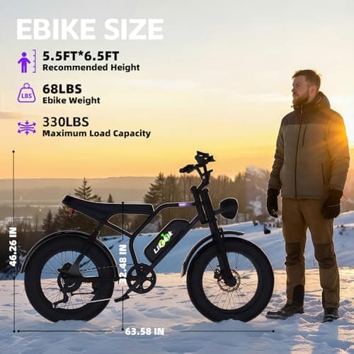 Likebike U12 Electric Bike for Adults, 2000W Peak 32MPH 20" Fat Tire Ebike, 20Ah Removable Battery 7-Speed Gear Full Suspension Mountain Bike Off Road Hydraulic Disc Brake 5