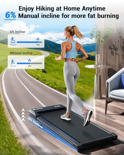 DeerRun Under Desk Walking Pad Treadmill for Home Office & Small Spaces, 6% Manual Incline, 0.6–3.8 MPH Walking Speed, 2.5 HP, 300 lb Capacity, App & Remote Control 5