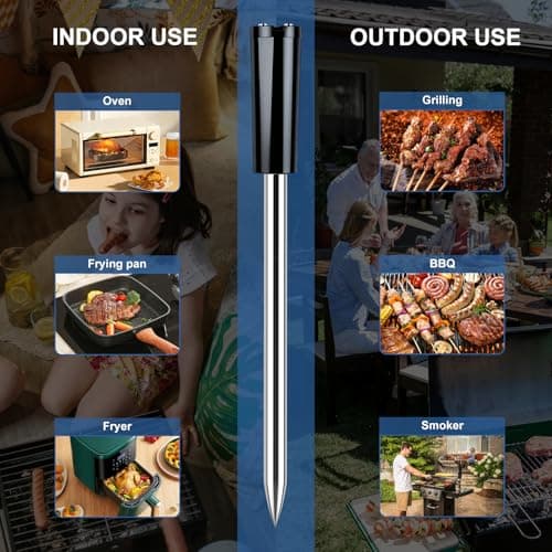 Wireless Meat Thermometer Bluetooth with Ceramic Probe: Waterproof Digital Oven Food Thermometer for Grill Fryer BBQ, 600Ft Range & Smart App for iOS/Android/air, Cooking for Outdoor,Home, Apartment 6
