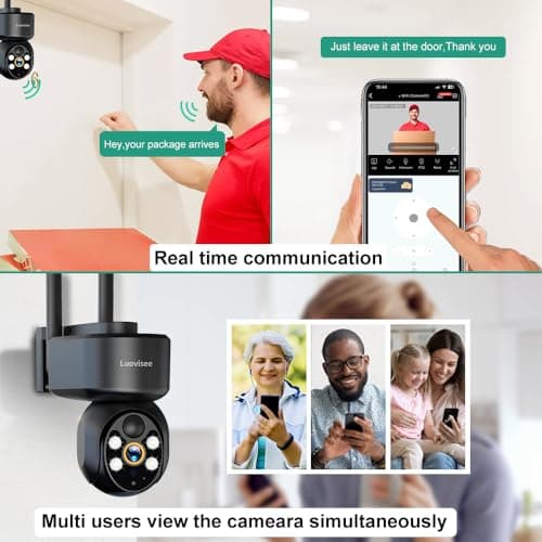 Luovisee 2K Solar Security Camera Wireless Outdoor,WiFi Cameras for Home Security Battery-Powered,Compatible with Alexa,360°PTZ Full Color Night Vision,PLR Alarm,2-Way Audio,Cloud/SD Storage 5