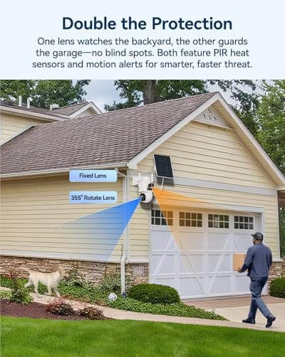 VORGUT Solar Camera Outdoor Wireless, 2pcs 4MP+ 4MP Dual Lens Solar Cameras for Home Security System with 12'' Monitor 16CH NVR, 360° PTZ, 2.4G/5G WiFi, Human Detection, Color Night Vision, 500G HDD 5