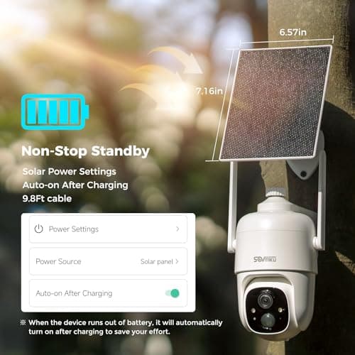 SOVMIKU 2CQ1 AI 2K Solar Security Camera Wireless Outdoor, Battery Powered,Two Way Audio,Motion Detection, 360° View,Easy to Setup,Color Night Vision,Audible Flashlight Siren,180 Days Exchange Policy 6