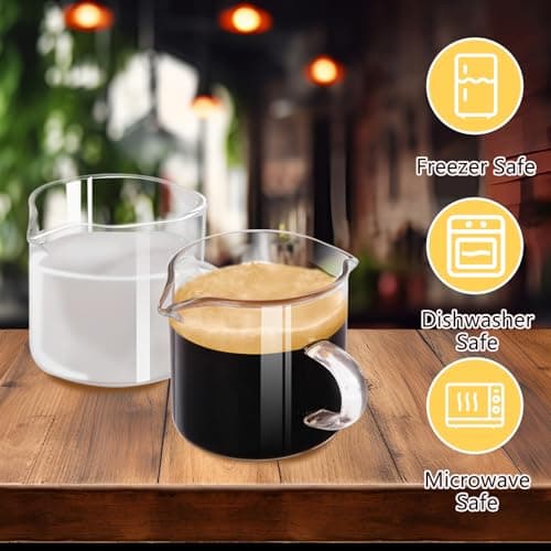 HCengTriz Espresso Cups 4-Piece set, 4 OZ Double Spout Cup with Handle, Espresso Shot Glass with V-Shaped Spout for Espresso Machine, Milk Cup (Espresso cups) 5