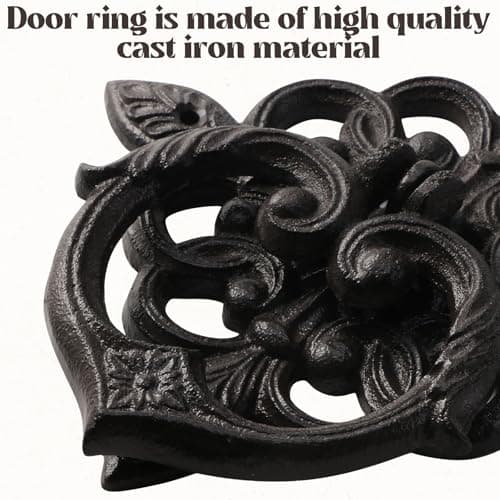 Bolifish Black Antique Front Door Knocker, Gothic Cast Iron Petal Leaf Door Handle Decoration Outdoor、Home Garden and Farmhouse (1 Pack) 3