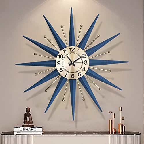HAOWANJP Large Wall Clock Metal Decorative, Mid Century Silent Non-Ticking Big Clocks, Modern Home Decorations for Living Room,Bedroom,Dining Room, Office, 22 Inch