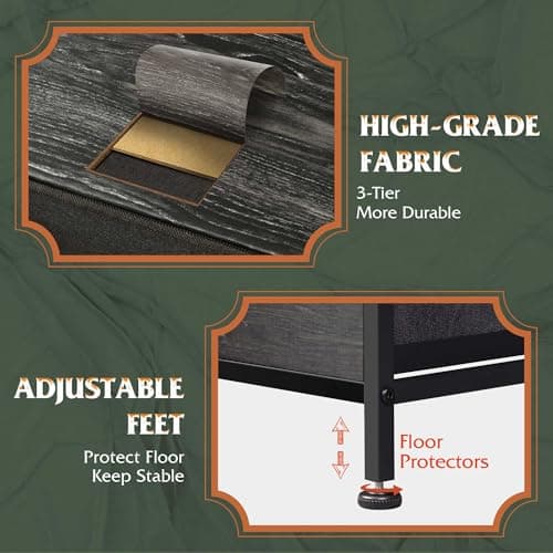 WLIVE Dresser for Bedroom with 5 Drawers, Wide Chest of Drawers, Fabric Dresser, Storage Organizer Unit with Fabric Bins for Closet, Living Room, Hallway, Charcoal Black Wood Grain Print 7