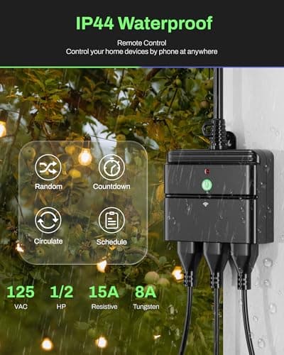 BN-LINK Smart Wi-Fi Outdoor Smart Plug, Heavy Duty Wi-Fi & Bluetooth Smart Plug with 3 Outlets, Alexa Plugs for Alexa Devices & Google Assistant, Weatherproof IP44, No Hub Required, ETL Listed 5