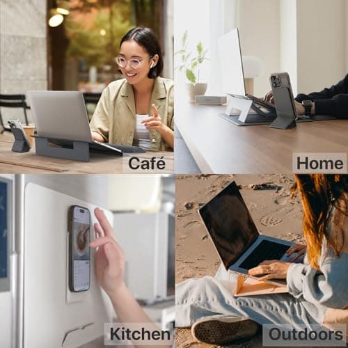 HUANUO Magnetic Laptop Stand for 10-17" Laptops, Portable Foldable Laptop Riser with Phone Holder & Wrist Cushion, Adjustable Ergonomic Computer Stand Desktop Riser 8