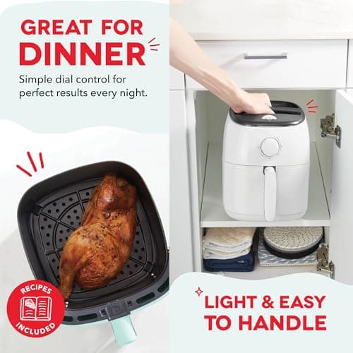 Dash Tasti-Crisp™ Air Fryer - AirCrisp® Technology - Compact Design with Adjustable Temperature Control - Nonstick Fry Basket & Auto Shut-Off Feature - 2.6 Quarts - White 5