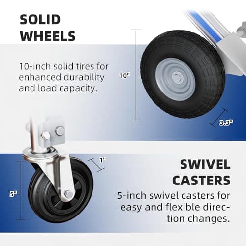 Hand Trucks Heavy Duty Aluminum Dolly Cart, 3 in 1 Design 1000 Lbs Capacity with Solid Wheels - Foldable, Portable, Ergonomic Handle, Perfect for Construction, Warehouses, Factories, Indoor & Outdoor 2