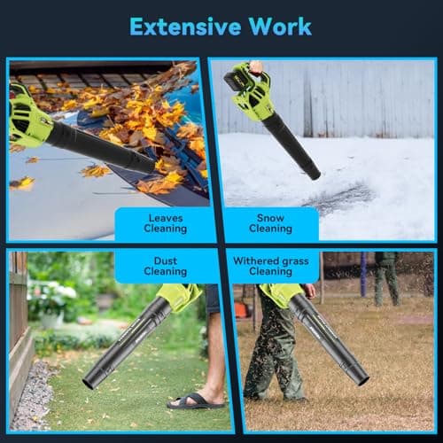 Leaf Blower Cordless with 2 x 4.0Ah Battery and Charger, 780CFM 260MPH Electric Blower with 2 Speeds, 20V Handheld Leaf Cleaner for Lawn Care, Blowing Leaves, Dust, Snow, Gravel for Patio, Yard, Green 5