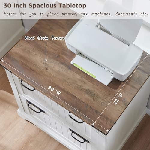 RedLemon Farmhouse 30" Filing Cabinets with 2 Drawers, File Cabinet with Hanging File Folders for A4/Letter/Legal Size Documents, Office Storage Cabinet for Study Room, Living Room (Antuique White) 5