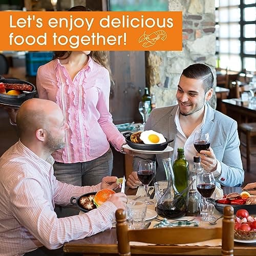 Mifoci 4 Pcs Oval Serving Dish Mini Cast Iron Skillet Cast Iron Baking Pan Sizzling Plate Matte Black Gratin Cookware for Home Restaurant Kitchen Food Service Barbecue (7.1" X 4.7") 6