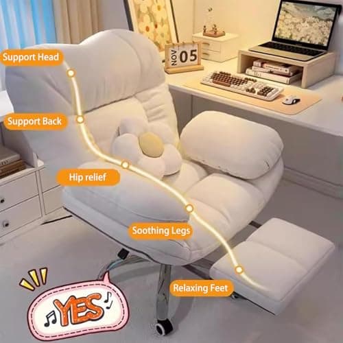 TCTCGXQ Gaming Chair Lazy Sofa Ergonomic Office Chairs Recliner Chair for Bedroom,Study Chair with Quiet Rubber Wheels Foot Rest and Lumbar Support Home Office Desk Chairs for Living Room & Bedroom 6