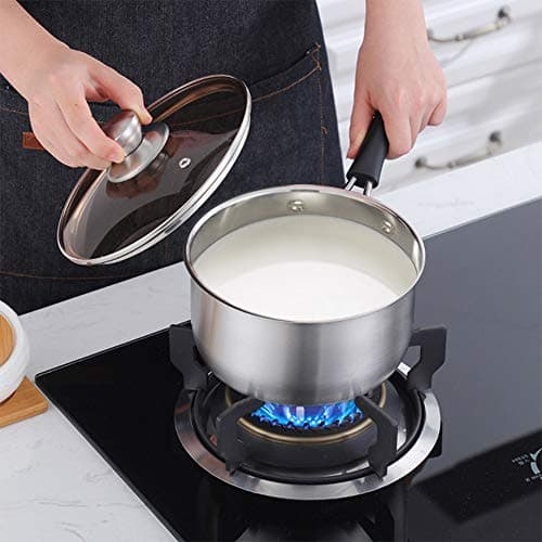 P&P CHEF 2 Quart Saucepan Small Pot, Stainless Steel Saucepan with Lid, Small Sauce Pan for Home Kitchen Restaurant Cooking, Visible Glass lid & Bakelite Heat-Proof Handles,Dishwasher Safe, 1 Pc 7