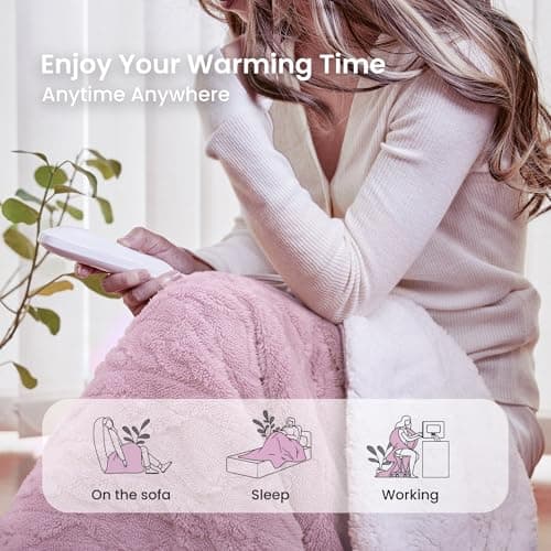 Aheadpret Heated Blanket-Electric Blanket 50"x60" Soft Heated Throw Blanket with 5 Heating Levels & 3 Hours auto-Off,Machine Washable(Pink 5