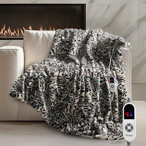 blunique Luxury Faux Fur Heated Blanket Electric Throw - Tiger Print Ultra Soft Thick Warm Heated Blanket, 6 Heating Levels & 12 Hours Auto-Off, ETL Certified, Washable, Luxurious Gifts, 50''x60''