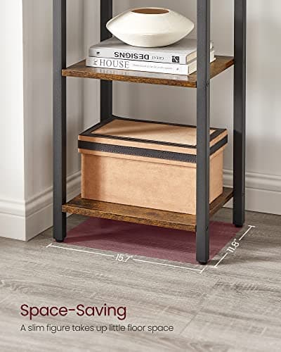 VASAGLE 6-Tier Bookshelf, Bookcase with Steel Frame, Book Shelf for Living Room, Home Office, Study, 11.8 x 15.7 x 73.2 Inches, Industrial Style, Rustic Brown and Ink Black ULLS101B01 5